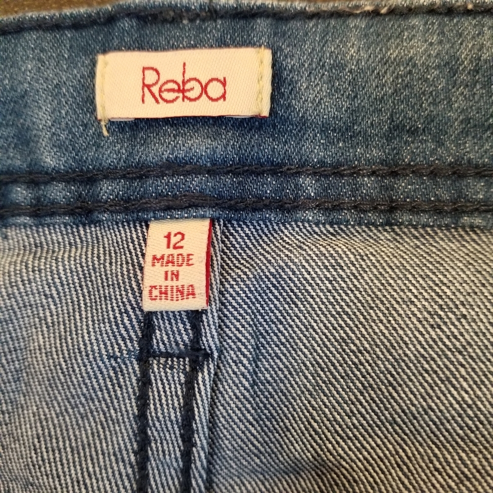 Reba Bootcut Jeans Women's 12 Medium Light Wash Embroidered Beaded Pockets - Picture 5 of 10